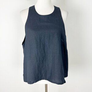 ROUCHA Navy Blue Linen Blend Tone Tank Top Swing Size D (XL) Women's